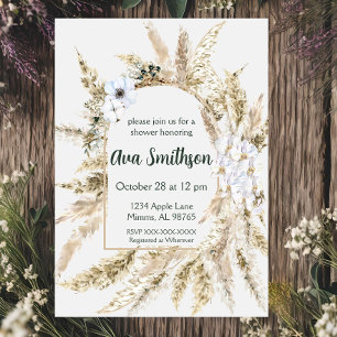 Floral Pampas Grass Shower Invitation