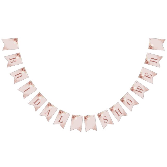 Floral Pampas Grass Terracotta Bridal Shower Bunting Flags (All)