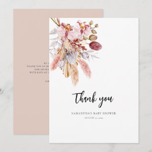 Floral Pampas Grass Watercolor Baby Shower Thank You Card
