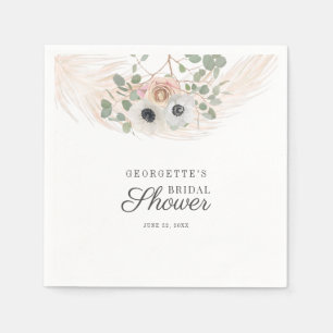 Floral Pampas Grass Watercolor Bridal Shower Napkins