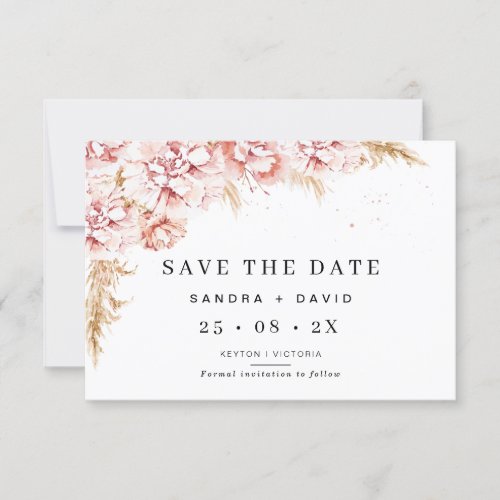 Floral Pampas Grass Wedding Save The Date Card
