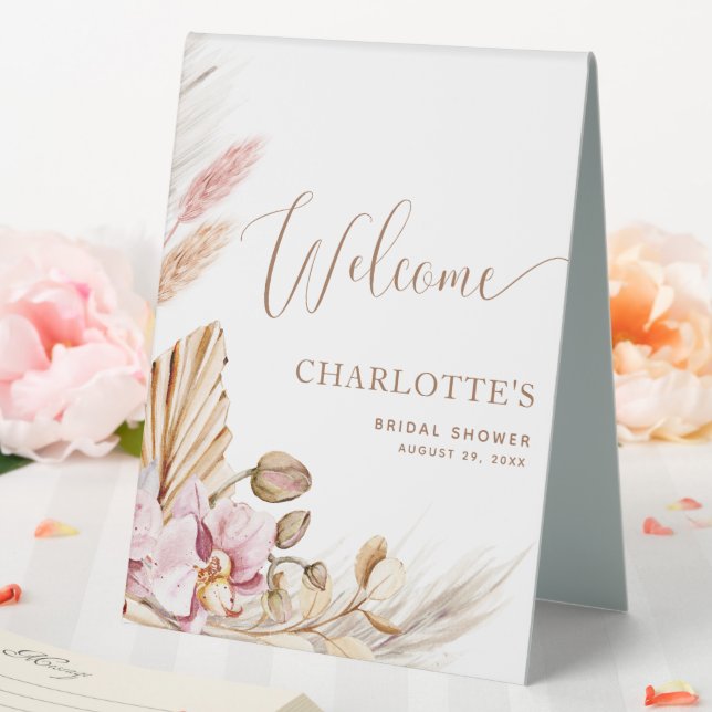 Floral Pampas Grass | Wedding Shower Welcome Sign (In SItu (Wedding))