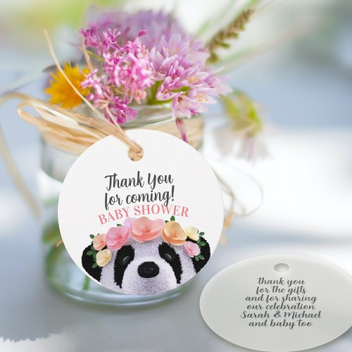 Floral Panda Bear Baby Shower Thank You Favor Tags
