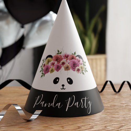 Floral Panda Bear Girl Birthday Party Hats