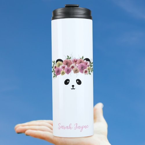 Floral Panda Bear Girls Thermal Tumbler