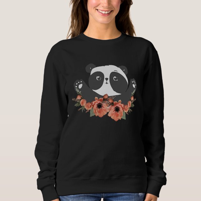 Floral Panda Lover, Zoo Animal Lovers, Funny Bear  Sweatshirt (Front)