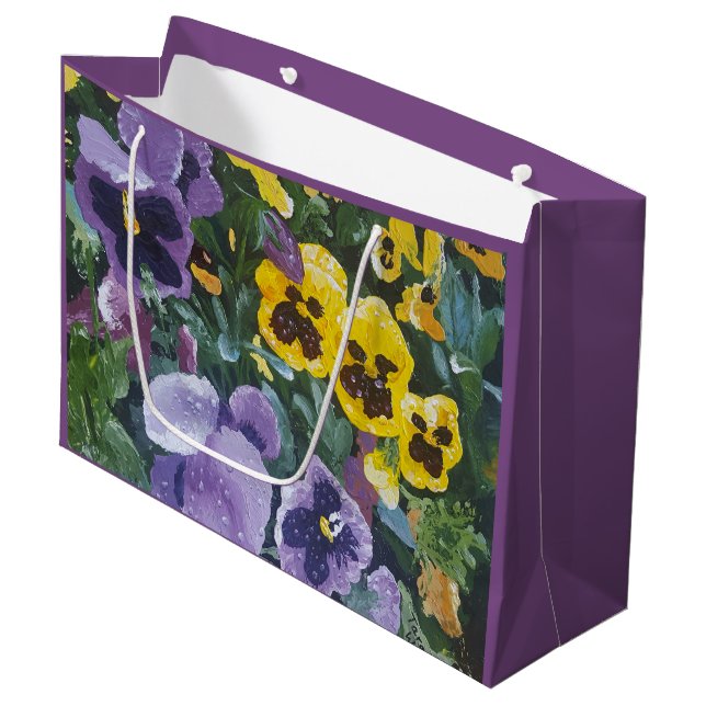 Floral Pansy Giftbag Large Gift Bag (Front Angled)