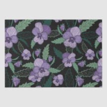 Floral Pansy with Foliage on Dark Background