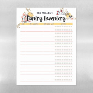 Floral Pantry Inventory Yellow Magnetic Dry Erase Sheet