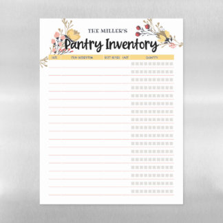 Floral Pantry Inventory Yellow Magnetic Dry Erase Sheet
