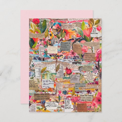 Floral Paper Collage Inspirational Words Cards