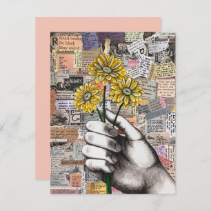Floral Paper Collage Mixed Media Thank You Card