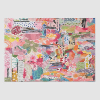 Floral Paper Collage Mixed Media Tissue Paper