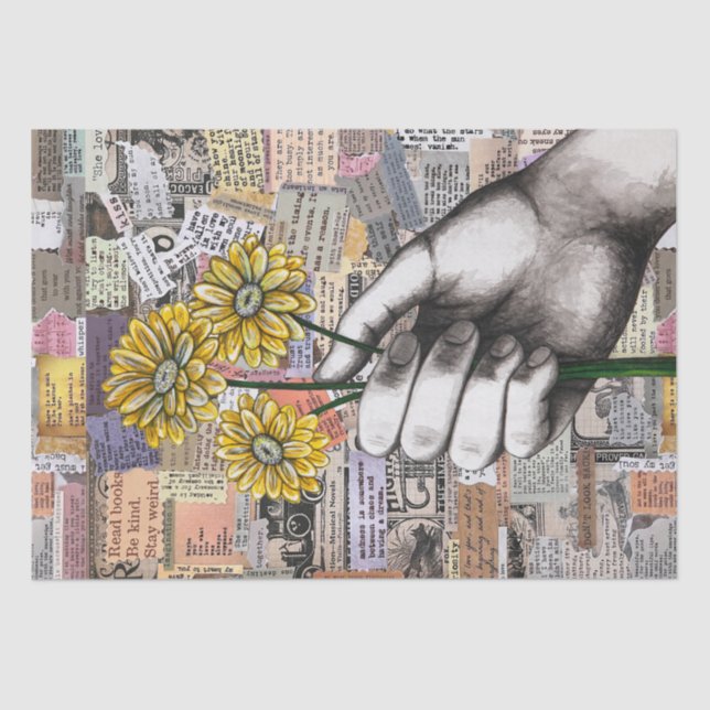 Floral Paper Collage Mixed Media Tissue Paper (Front)