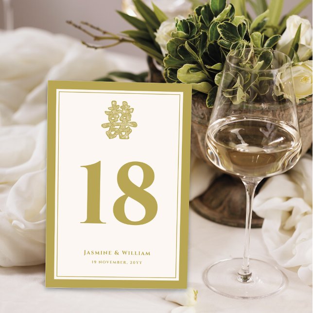 Floral Paper Cut Double Happiness Chinese Wedding Table Number (Creator Uploaded)