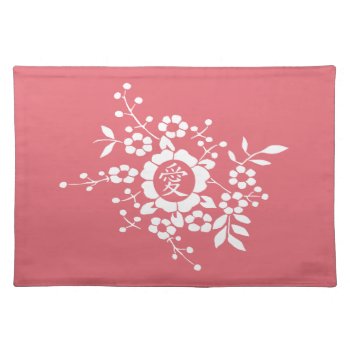 Floral Paper Cuts - Lovely Pink Kanji Placemat by teakbird at Zazzle