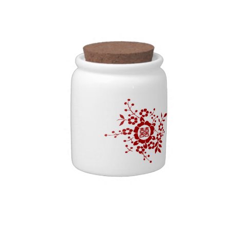 Floral Paper Cuts - White Double Happiness Candy Jar