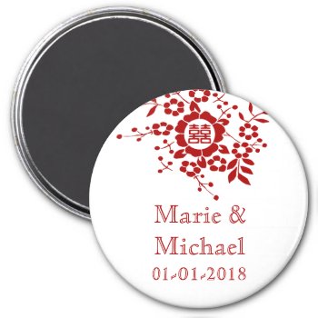 Floral Paper Cuts - White Double Happiness Magnet by teakbird at Zazzle