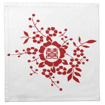 Floral Paper Cuts - White Double Happiness Napkin by teakbird at Zazzle