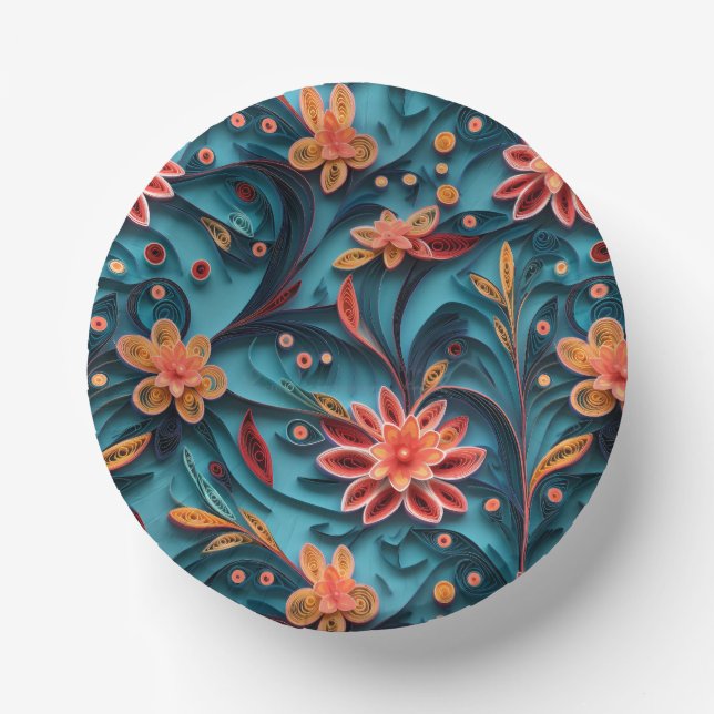Floral paper pattern Paper Bowls (Front)