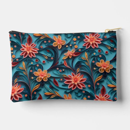 Floral paper pattern Small Accessory Pouch