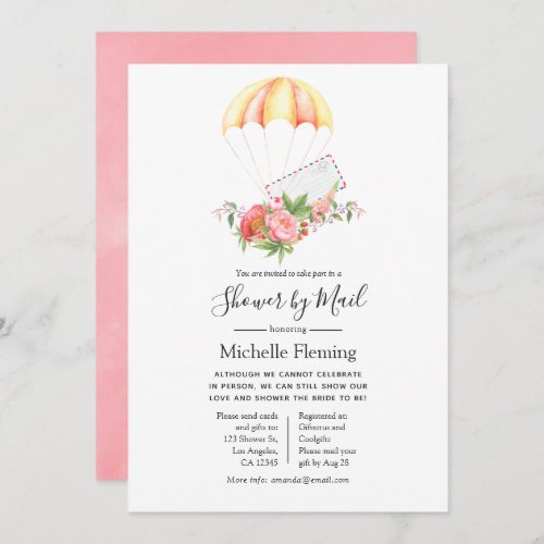 Floral Parachute Bridal or Baby Shower by Mail Invitation