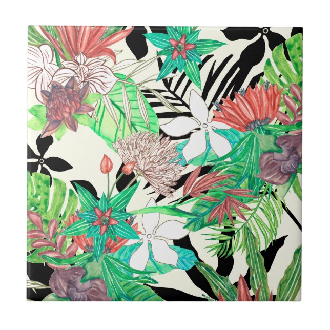 Floral Paradise II Ceramic Tile (Front)