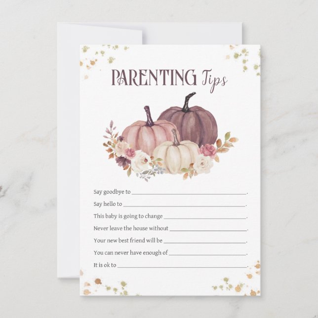 Floral Parenting Tips, New Parents Advice Note Card (Front)