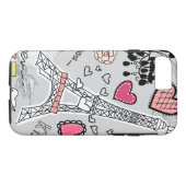 Floral Paris Eiffel Tower black pink and grey Case-Mate iPhone Case (Back (Horizontal))