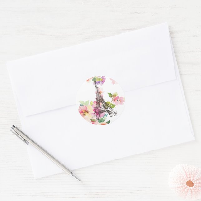 Floral Paris Eiffel Tower Envelope Seals (Envelope)