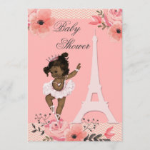 Floral Paris Eiffel Tower Ethnic Ballerina Shower Invitation