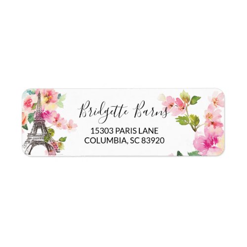 Floral Paris Eiffel Tower Return Address Labels