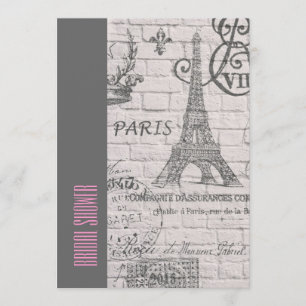 floral paris eiffel tower vintage bridal shower invitation