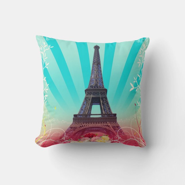Floral Paris Throw Pillow (Front)