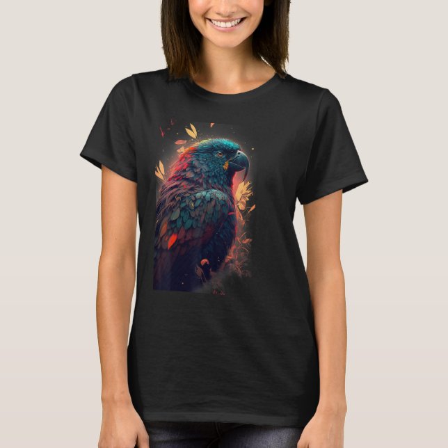 Floral Parrot Colourful Scarlet Macaw parrot bird  T-Shirt (Front)