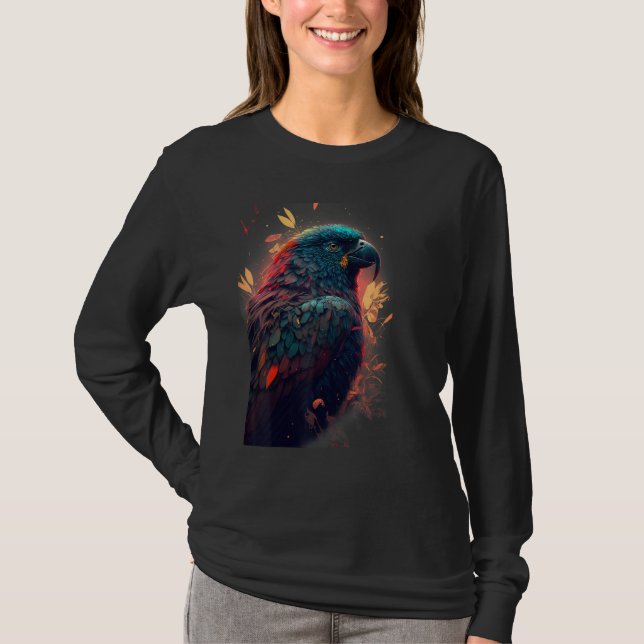 Floral Parrot Colourful Scarlet Macaw parrot bird  T-Shirt (Front)