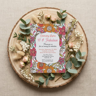 Floral Party Invitation 40th birthday