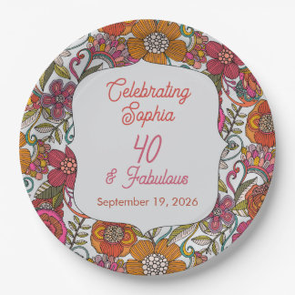 Floral Party Plate 40th birthday