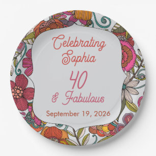 Floral Party Plate 40th birthday