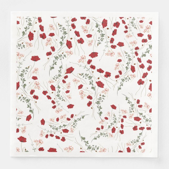 Floral Party Supplies Paper Dinner Napkins (Front)