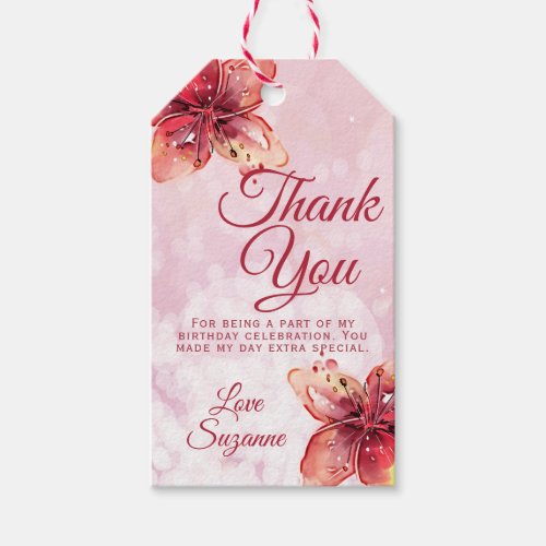 Floral Party Thank You Lily Favor Gift Tags
