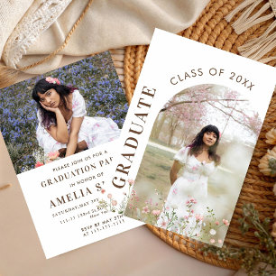 Floral Party Wildflower Graduation Garden Senior Invitation