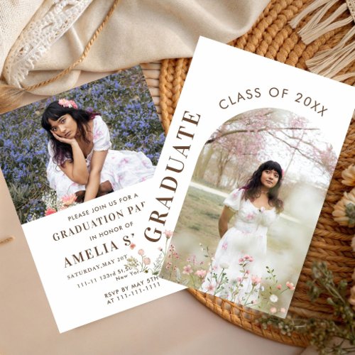 Floral Party Wildflower Graduation Garden Senior  Invitation