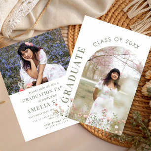 Floral Party Wildflower Graduation Garden Senior Invitation