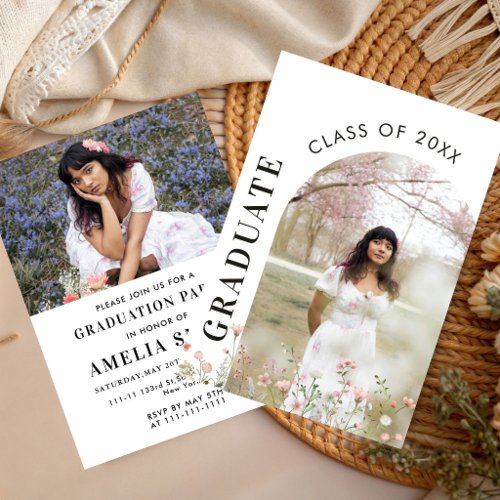 Floral Party Wildflower Graduation Garden Senior  Invitation
