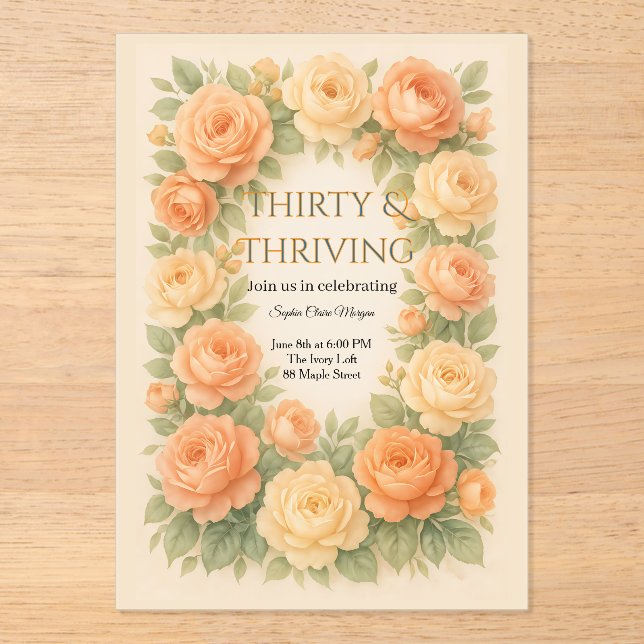 Floral Pastel Blooms Acrylic Invitations (Front)