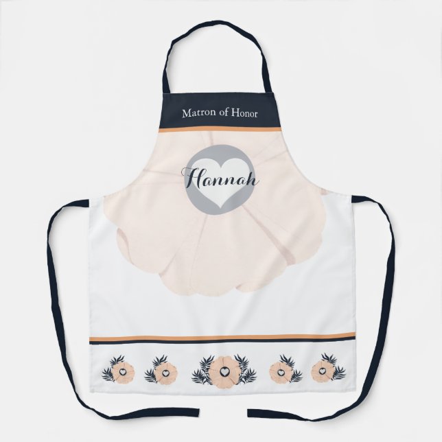 Floral Pastel Blush Peach  Maid of Honor Apron (Front)