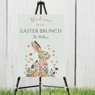 Floral Pastel Bunny Easter Brunch Welcome Sign