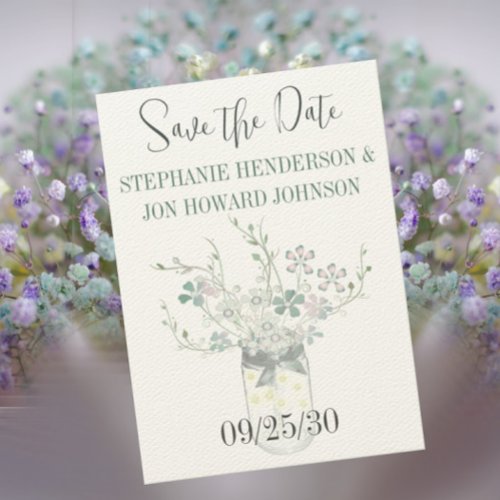 Floral Pastel Dusty Blue and Lavender Save The Date