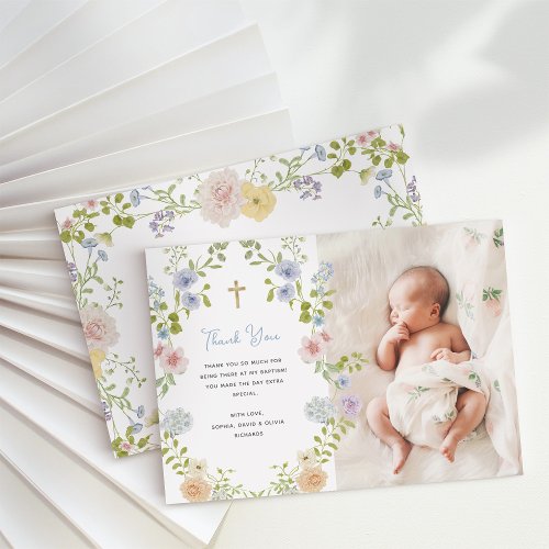 Floral Pastel Frame and Gold Cross | Baptism